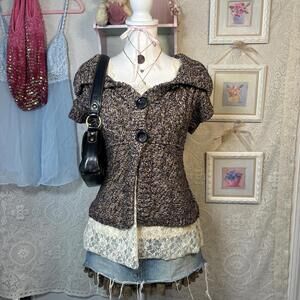 vintage cozy chunky knit babydoll cardigan